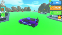 Obby: Training by Car gameplay featuring a vehicle driving on an obstacle course