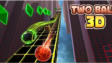 Two Ball 3D gameplay featuring a rolling ball navigating through a challenging and fast-paced 3D neon tunnel obstacle course