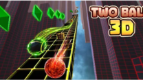 Two Ball 3D gameplay featuring a rolling ball navigating through a challenging and fast-paced 3D neon tunnel obstacle course