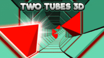 Two Tubes 3D gameplay featuring a neon tunnel and high-speed obstacle dodging in an immersive arcade game on classroom4x.dev