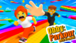 Obby: Parkour with Ragdoll gameplay featuring a character falling mid-jump