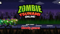 A growing swarm of green zombies leaping across a cityscape highway