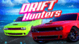 A tuned sports car sliding sideways with tire smoke on a track in Drift Hunters