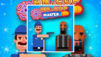 A cop marksman aiming a laser-guided gun at criminal targets in Mr. Cop Master