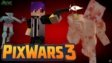 A pixelated first-person perspective holding an assault rifle in PixWars 3
