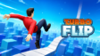 A character performing a mid-air backflip off a tall ledge in Turbo Flip