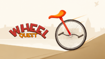 A single motorized wheel balancing on a narrow wooden platform in Wheel Quest