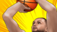 A basketball flying through a glowing net in Basketball REAL