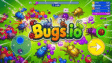 A tiny insect eating glowing food dots next to a larger evolved beetle in Bugs.io