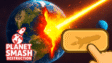 A glowing 3D Earth planet being struck by a laser beam in Planet Destruction
