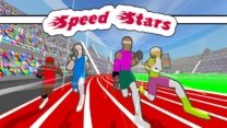 An elite track athlete sprinting down a stadium lane in Speed Stars