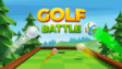 A colorful golf ball resting on a bright green mini-golf course hill in Golf Battle