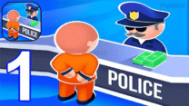 3D isometric view of a police precinct intake desk with officers and holding cells in Police Department 3D