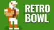 An 8-bit retro pixel quarterback lining up a pass trajectory on a green football field in Retro Bowl