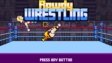 Ragdoll wrestlers flying across an illuminated wrestling ring in Rowdy Wrestling
