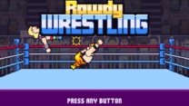 Ragdoll wrestlers flying across an illuminated wrestling ring in Rowdy Wrestling