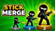 A stickman soldier aiming a high-tech rifle from behind sandbag cover in Stick Merge
