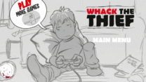 A young gamer preparing to defend his room against a masked burglar in Whack the Thief